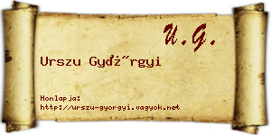Urszu Györgyi névjegykártya