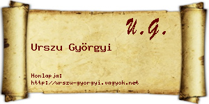 Urszu Györgyi névjegykártya